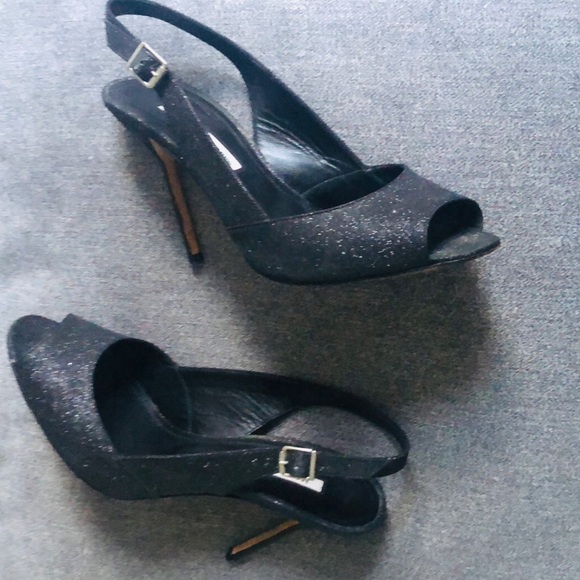 Manolo Blahnik Sparkling Silver Grey Stiletto Slingback Heels. 39,5 - Picture 7 of 8